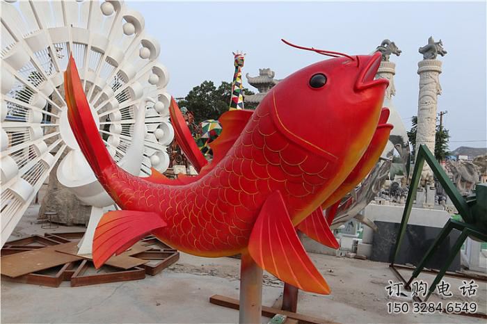 公園魚(yú)兒雕塑廠家 中式彩繪小品 風(fēng)景區(qū)仿真魚(yú)兒雕塑