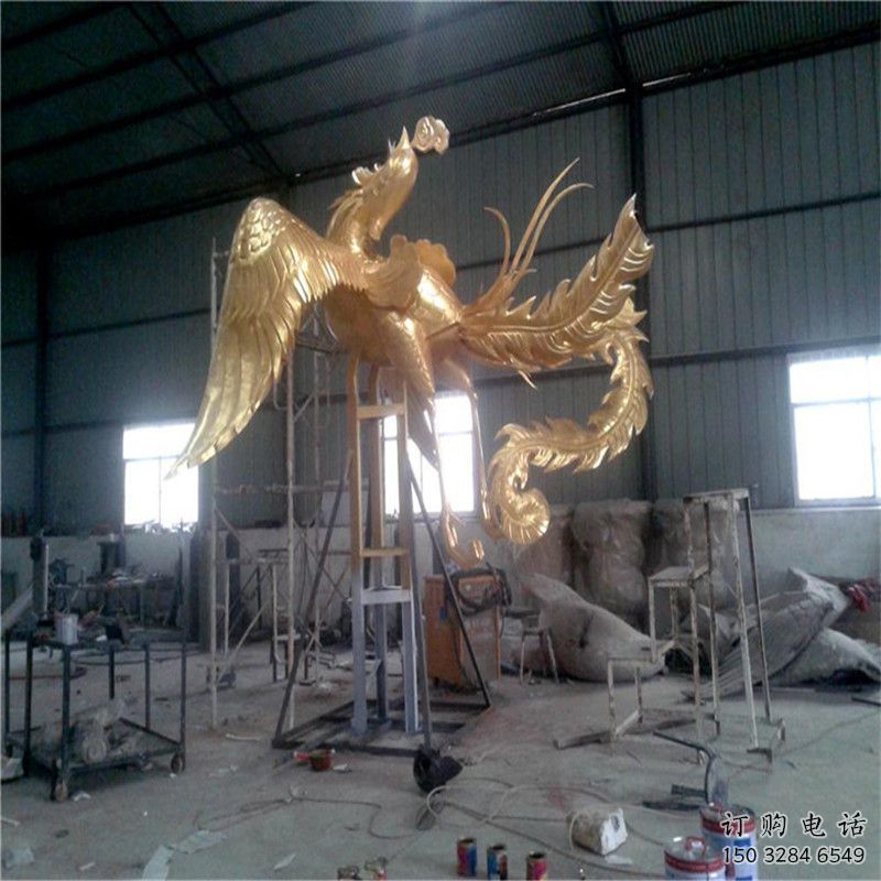 烤漆龍鳳雕塑廠家 戶外廣場擺件 大型仿真龍鳳雕塑