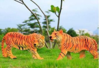 園林老虎雕塑廠家 大型公園擺件 仿真彩繪老虎雕塑