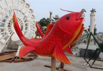 公園魚兒雕塑廠家 中式彩繪小品 風景區仿真魚兒雕塑