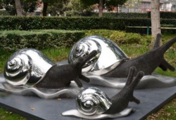 鏡面蝸牛雕塑廠家 現代公園擺件 游樂場異形蝸牛雕塑