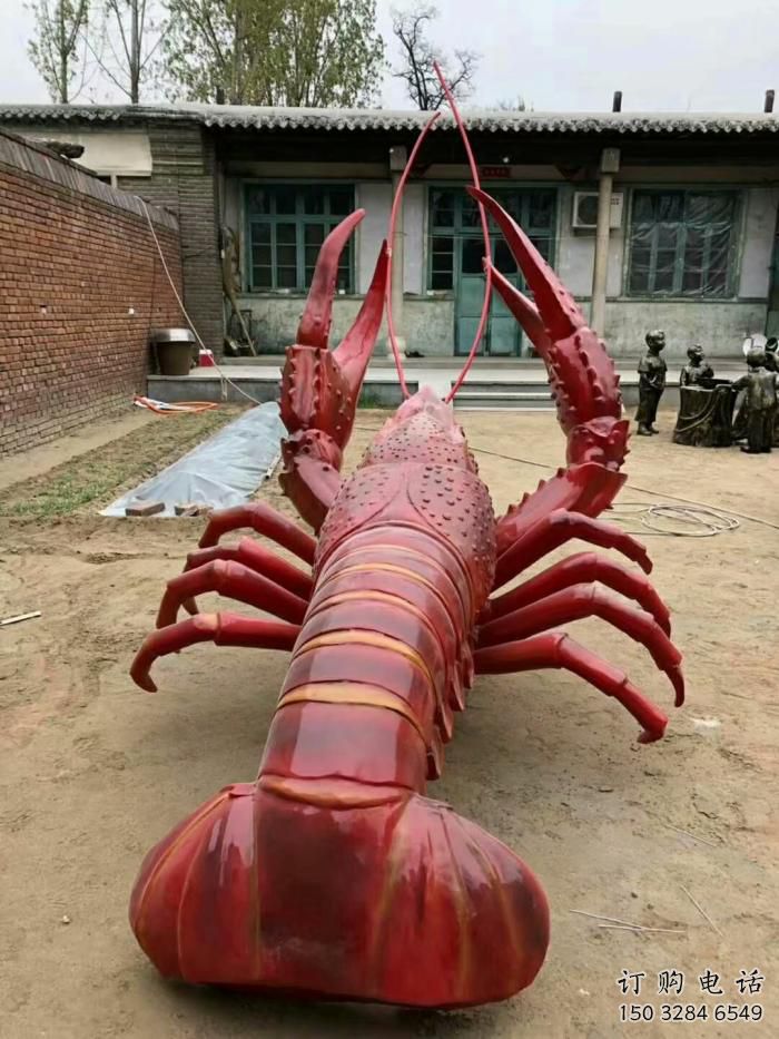 幼兒園龍蝦雕塑廠家 卡通噴漆小品 戶外異形龍蝦雕塑
