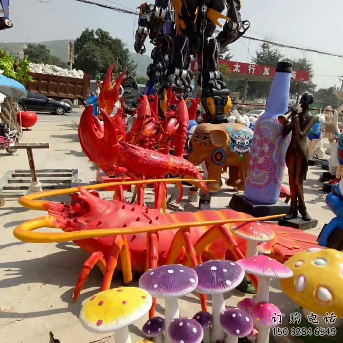 游樂場龍蝦雕塑廠家 海洋賓館擺件 住宅小區(qū)仿真龍蝦雕塑