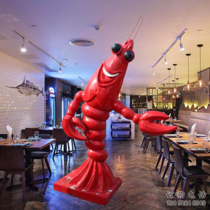 庭院龍蝦雕塑廠家 歐式仿真擺件 戶外噴漆龍蝦雕塑