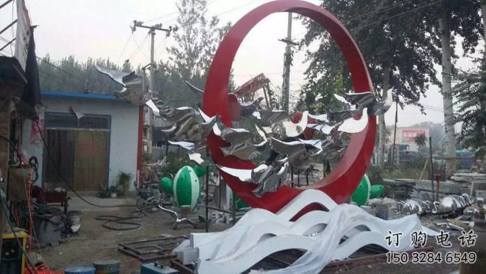 鏡面白鴿雕塑廠家 現代公園擺件 游樂場異形白鴿雕塑