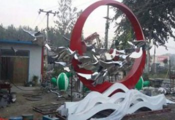 鏡面白鴿雕塑廠家 現(xiàn)代公園擺件 游樂(lè)場(chǎng)異形白鴿雕塑