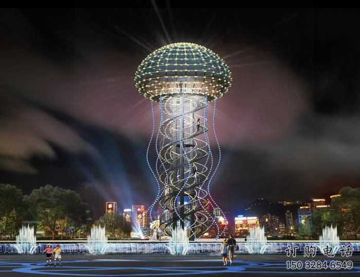 步行街水母雕塑廠家 創意鋼管擺件 草地切面水母雕塑