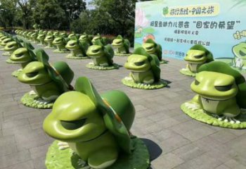 彩繪青蛙雕塑廠家 卡通噴漆小品 草地仿真青蛙雕塑