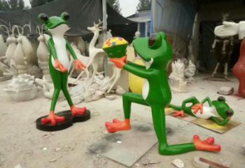 公園青蛙雕塑廠家 中式卡通小品 風景區彩繪青蛙雕塑