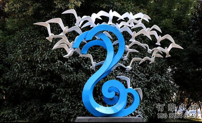 商場海燕雕塑廠家 中式戶外小品 酒店拉絲海燕雕塑