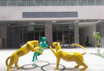 商業(yè)街獵豹雕塑廠家 大型現(xiàn)代擺件 步行街異形獵豹雕塑