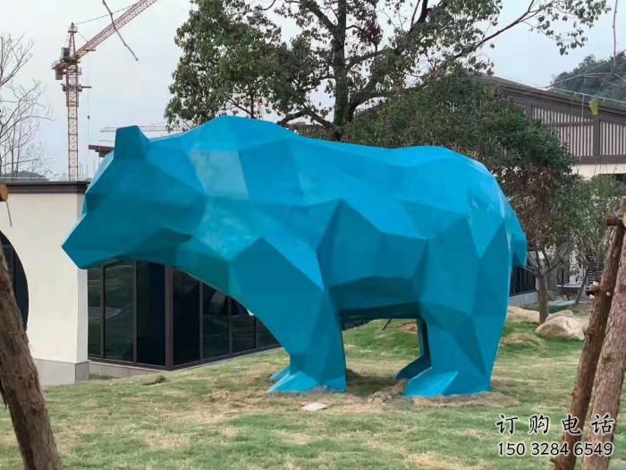 切面狗熊雕塑廠家 現代抽象擺件 商場幾何狗熊雕塑