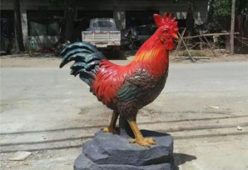村口公雞雕塑廠家 中式彩繪擺件 大型戶外公雞雕塑