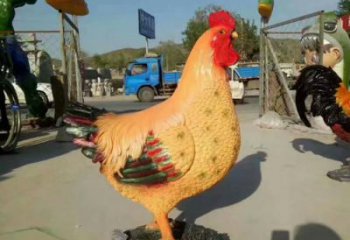 游樂場公雞雕塑廠家 公園廣場擺件 住宅小區(qū)彩繪公雞雕塑