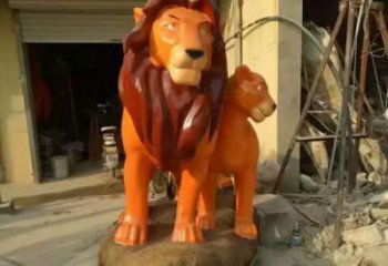 園林雄獅雕塑廠家 大型彩繪擺件 街道仿真雄獅雕塑