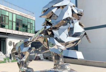 切面雄獅雕塑廠家 現代抽象擺件 草地切面雄獅雕塑