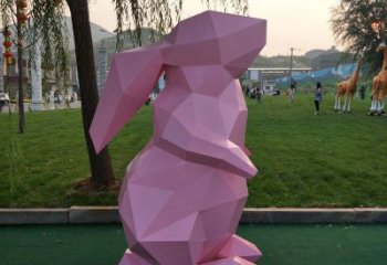 烤漆兔子雕塑廠家 酒店賓館擺件 幾何剪影兔子雕塑