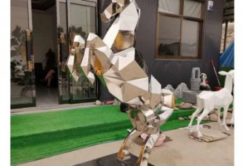 抽象馬雕塑廠家 創意村口擺件 玄關幾何馬雕塑