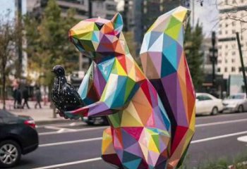 公園松鼠雕塑廠家 中式彩繪小品 風景區(qū)切面松鼠雕塑