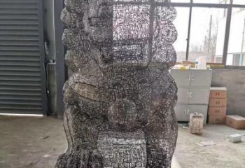 鏤空雄獅雕塑廠家 現代創意小品 室內異形雄獅雕塑