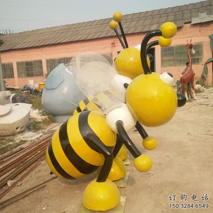 噴漆蜜蜂雕塑廠家 卡通廣場小品 戶外草地蜜蜂雕塑