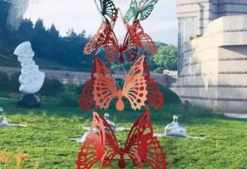 草地彩蝶雕塑廠家 鏤空異形小品 戶外異形彩蝶雕塑