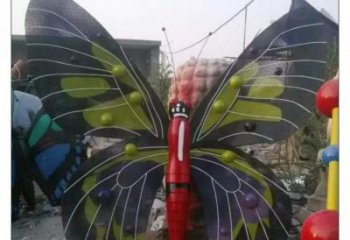 村口彩蝶雕塑廠家 中式彩繪擺件 大型廣場彩蝶雕塑