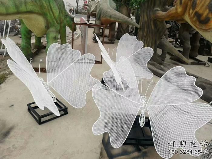 鏤空彩蝶雕塑廠家 現代抽象擺件 草地切面彩蝶雕塑