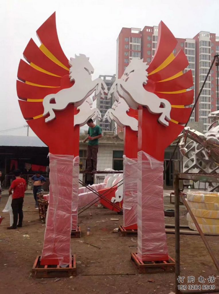 烤漆天馬雕塑廠家 酒店賓館擺件 戶外剪影天馬雕塑