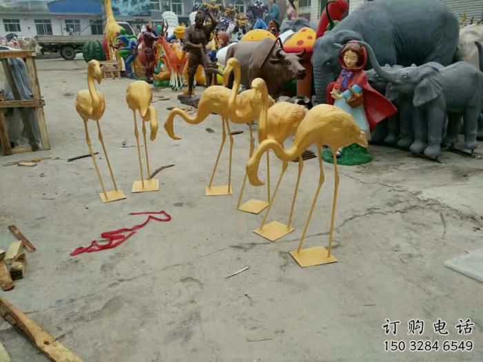 商場丹頂鶴雕塑廠家 中式室內小品 酒店鍍金丹頂鶴雕塑