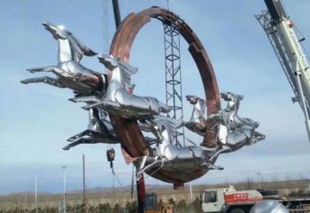 鏡面天馬雕塑廠家 現代廣場擺件 游樂場異形天馬雕塑