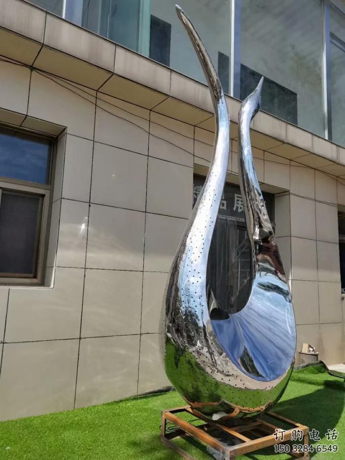 幾何鵝雕塑廠家 中式室內(nèi)擺件 草地鏡面鵝雕塑