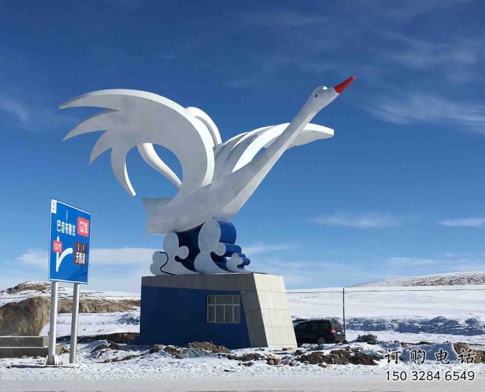 切面鵝雕塑廠家 現代抽象擺件 商場幾何鵝雕塑