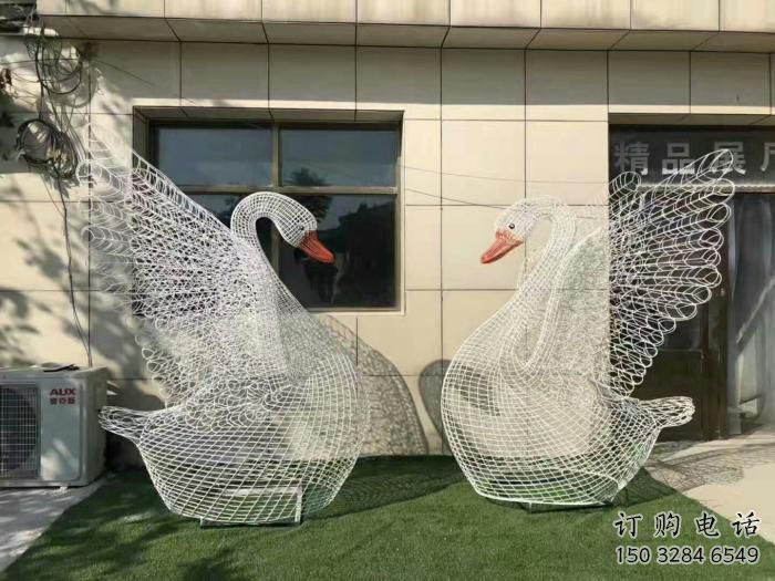 公園鵝雕塑廠家 中式抽象小品 風景區鏤空鵝雕塑