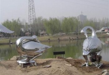 賓館鵝雕塑廠家 歐式仿真小品 戶外鏡面鵝雕塑