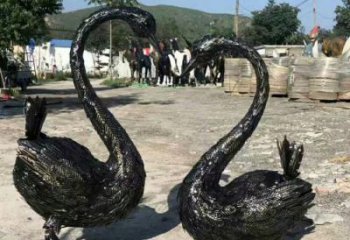 拉絲鵝雕塑廠家 大型抽象擺件 游樂場異形鵝雕塑