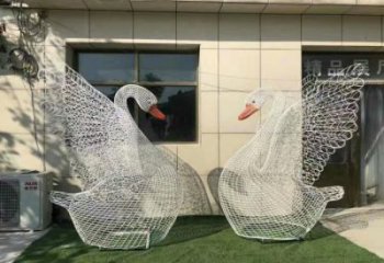 公園鵝雕塑廠家 中式抽象小品 風景區(qū)鏤空鵝雕塑