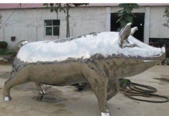 戶外豬雕塑廠家 房地產賓館小品 酒店鏡面豬雕塑