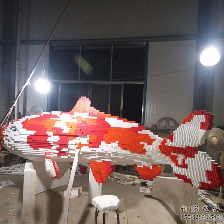 風景區魚雕塑廠家 中式室內擺件 大型彩繪魚雕塑