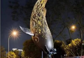 鏤空金魚雕塑廠家 現代抽象擺件 戶外切面金魚雕塑