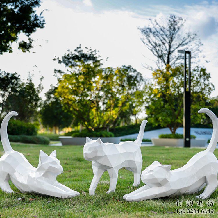 風(fēng)景區(qū)貓雕塑廠家 中式戶(hù)外擺件 草地抽象貓雕塑