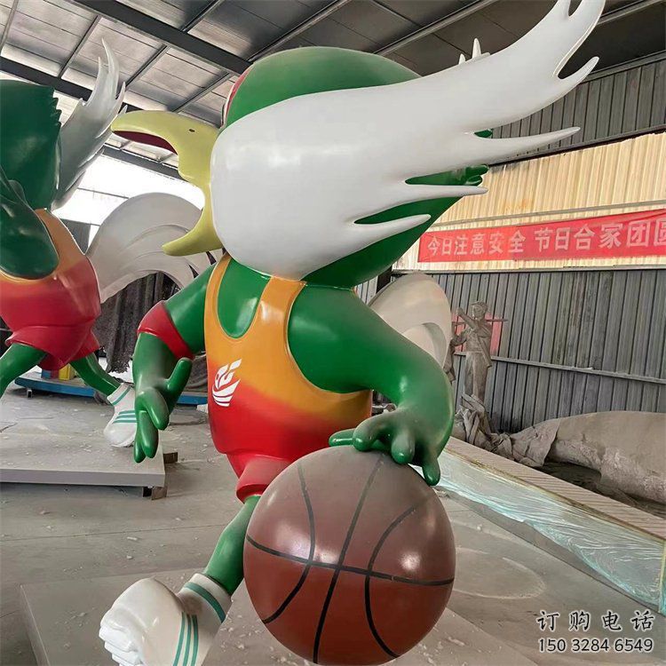 彩繪飛鳥雕塑廠家 卡通噴漆小品 草地抽象飛鳥雕塑