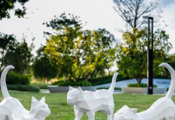 風景區(qū)貓雕塑廠家 中式戶外擺件 草地抽象貓雕塑