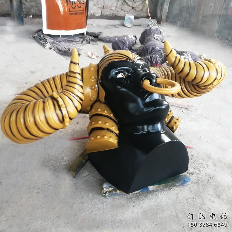 烤漆牛角雕塑廠家 廣場抽象擺件 戶外仿真牛角雕塑