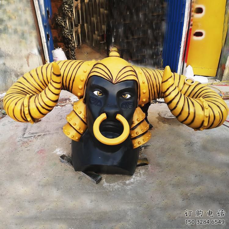 玄關(guān)牛角雕塑廠家 創(chuàng)意現(xiàn)代擺件 房地產(chǎn)仿古牛角雕塑