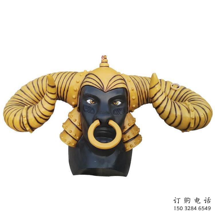 噴漆牛角雕塑廠家 卡通廣場小品 草地幾何牛角雕塑