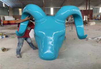 噴漆牛頭雕塑廠家 卡通廣場(chǎng)小品 草地彩繪牛頭雕塑