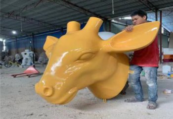 賓館牛頭雕塑廠家 歐式仿真小品 戶外噴漆牛頭雕塑