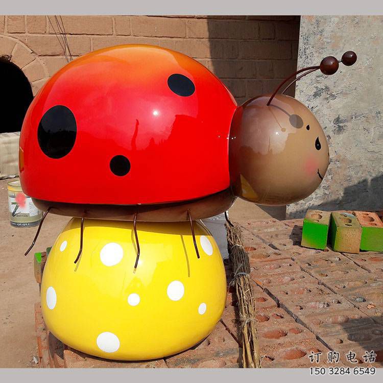 彩繪瓢蟲雕塑廠家 創意鋼管擺件 公園噴漆瓢蟲雕塑