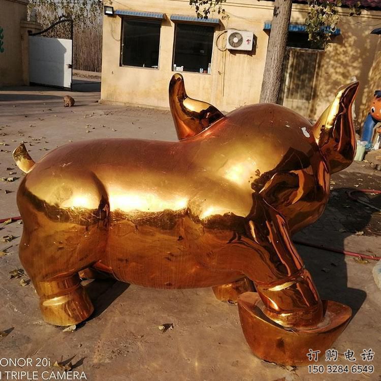 電鍍牛雕塑廠家 大型酒店擺件 步行街異形牛雕塑
